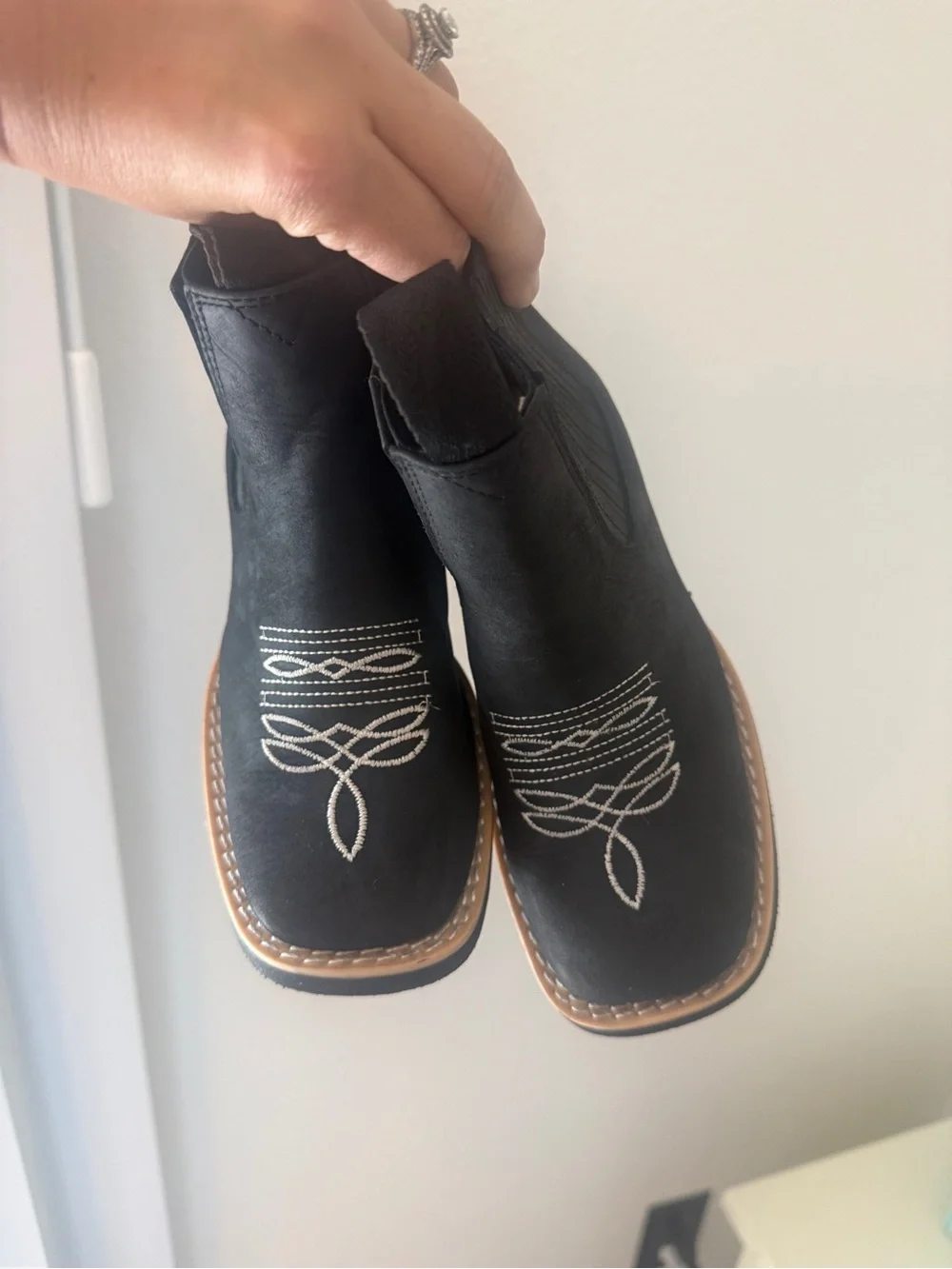 Black Embroidered Ankle Boot